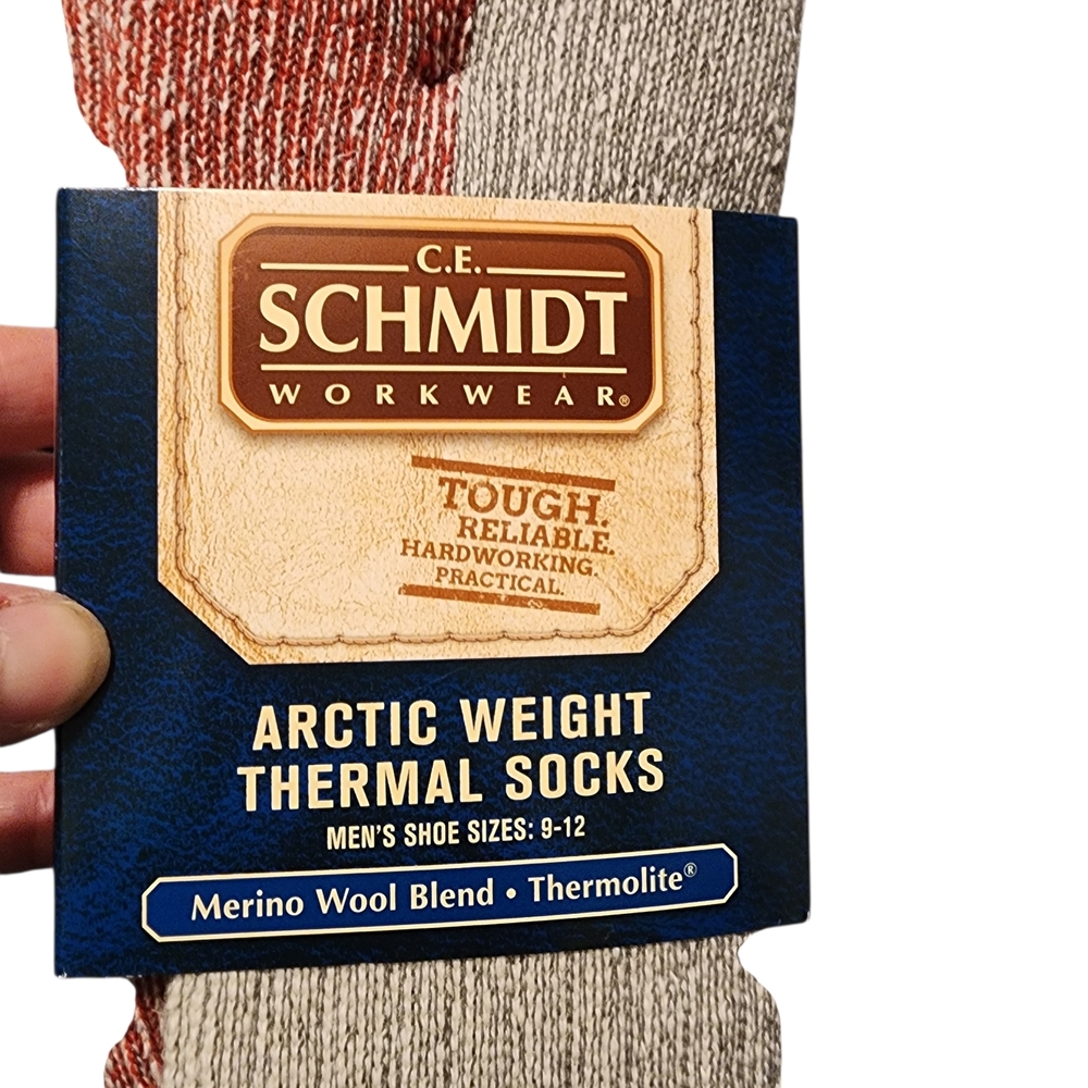 C.E. Schmidt Men's Arctic Weight Thermal Socks - Beige & Red